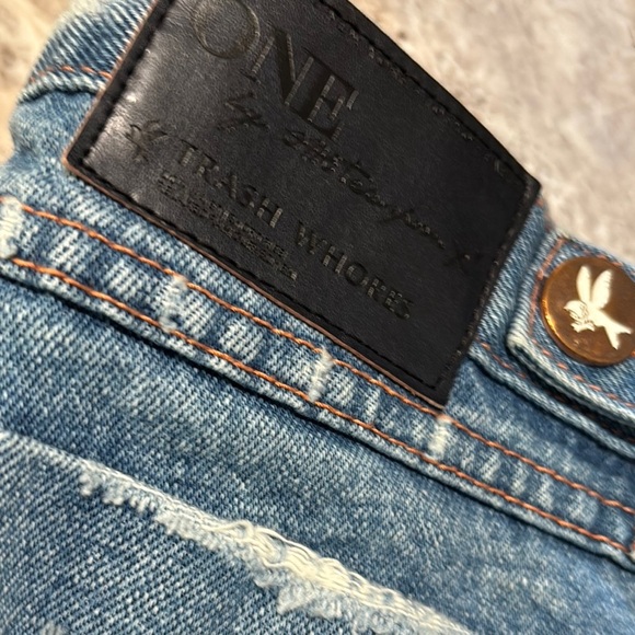 One Teaspoon Blue High-Waisted Jean Shorts - Picture 11 of 14